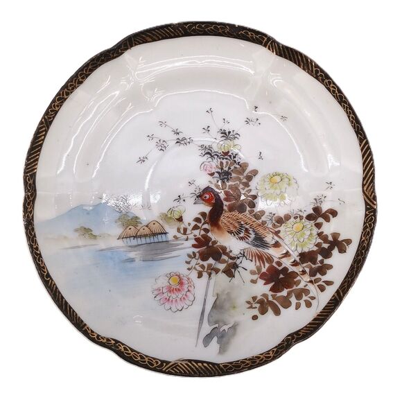 Vintage Japanese Kutani Style Hand Painted Cup And Saucer Eggshell Porcelain - Picture 10 of 16